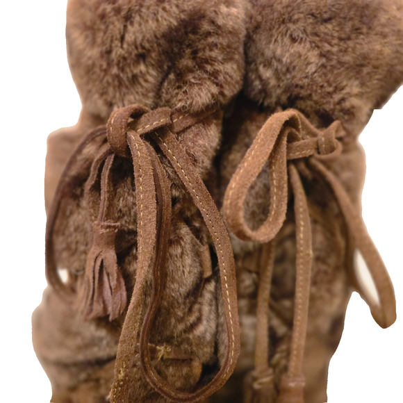 Sonoma Brown Suede Tall booths with Ties Faux Fur Size 6 Boho - Picture 8 of 9